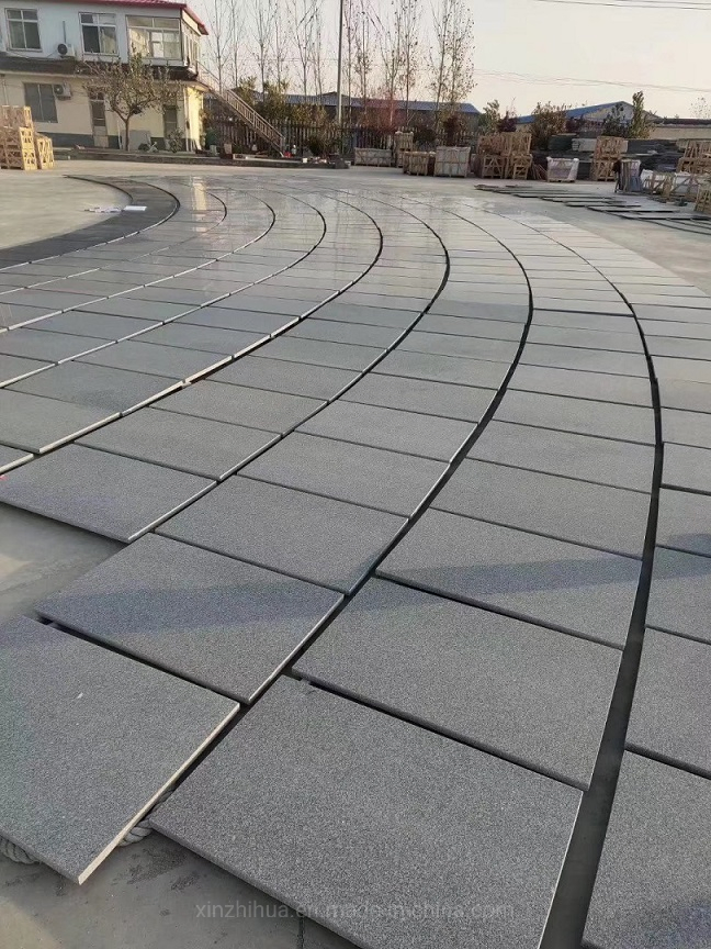 Acid Resistant Black Paving Stone Bricks Dark Grey Flamed China Granite Pavers