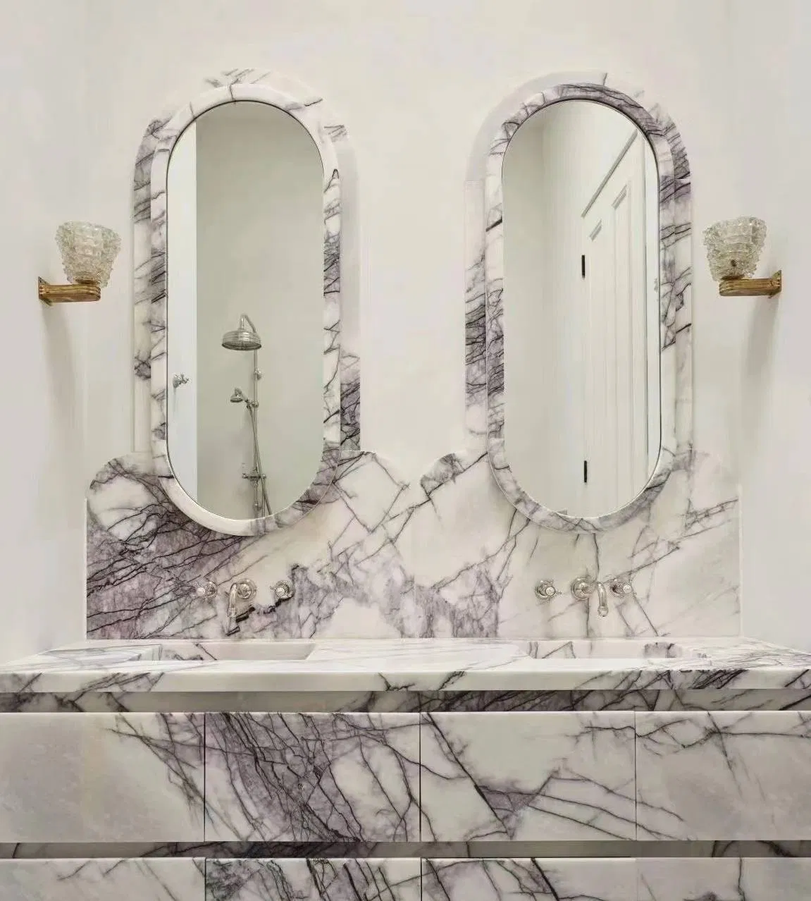 Eco-Friendly Marble Slab Recycled Stone Engineered White Customizable Decor