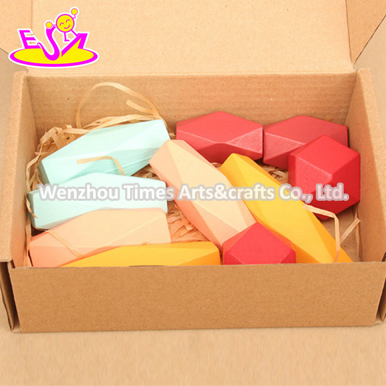 Customize Kids Natural Wooden Stone Blocks for Stacking W13D304