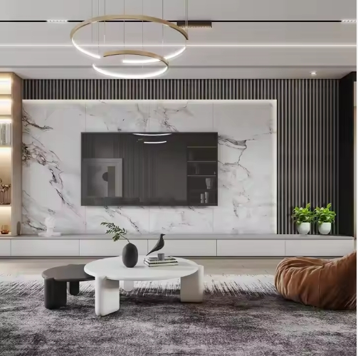 Carbon Rock Board Manufacturer Glossy Stone Grain Veneer UV Background Marble Sheet Wall Panels Faux PVC Marble Wall Panel