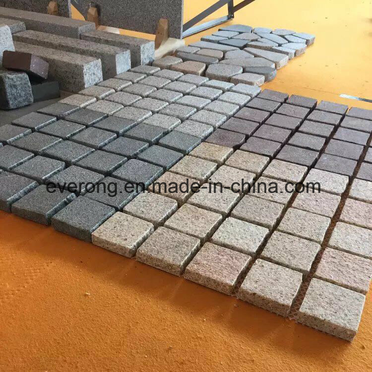 Natural Granite Meshed Back Flagstone/Cobblestone Paver in Multicolor for Exterior Paving