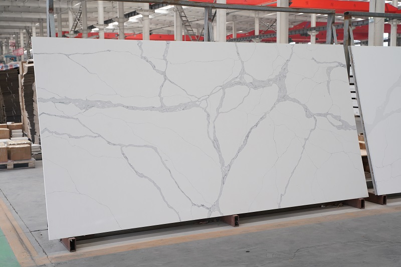 White Calacatta Marble and Granite Look Matt and Polished Surface Quartz Stone for Worktop and Home Decoration