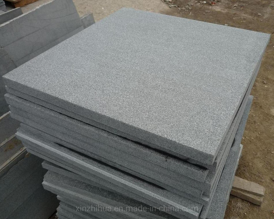 Acid Resistant Black Paving Stone Bricks Dark Grey Flamed China Granite Pavers