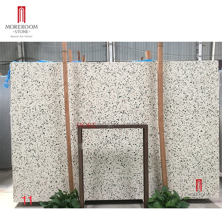 600X600 Cut to Size Black Terrazzo with White Crushed Stone