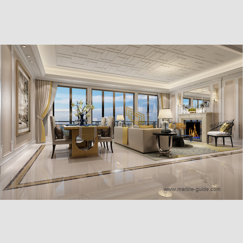 Engineered Stone Beige Marble Sintered for Wall Tile Countertop/Island Coffee/Dining/Table