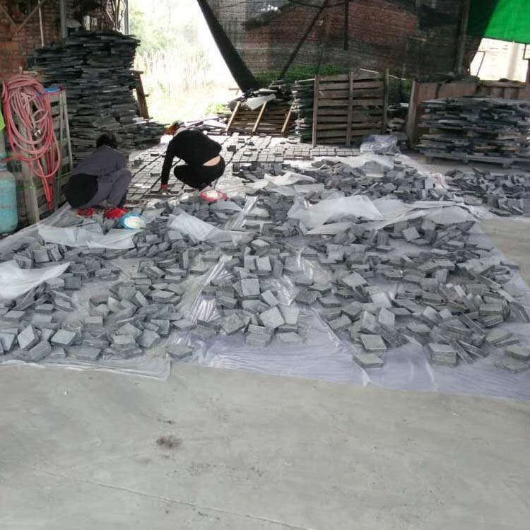 Natural Split Dark Grey Granite Cobblestone Mesh Paver for Walkway and Driveway Paving Stone