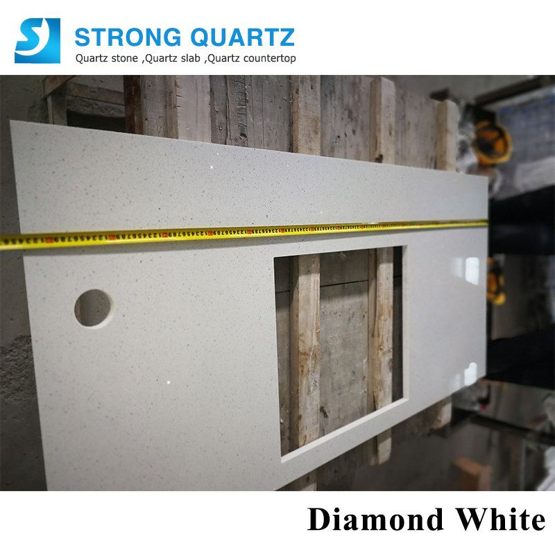 High-Quality Engineered Diamond White Quartz Stone for Countertops/Tiles