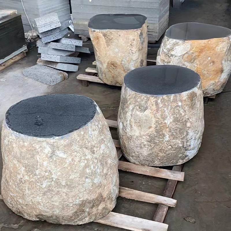 Hainan Black/Grey Basalt Bluestone Volcanic/Lava Stone for Chairs/Flagstone/Tumbled Cobbles/Balls/Bench Stone Furniture