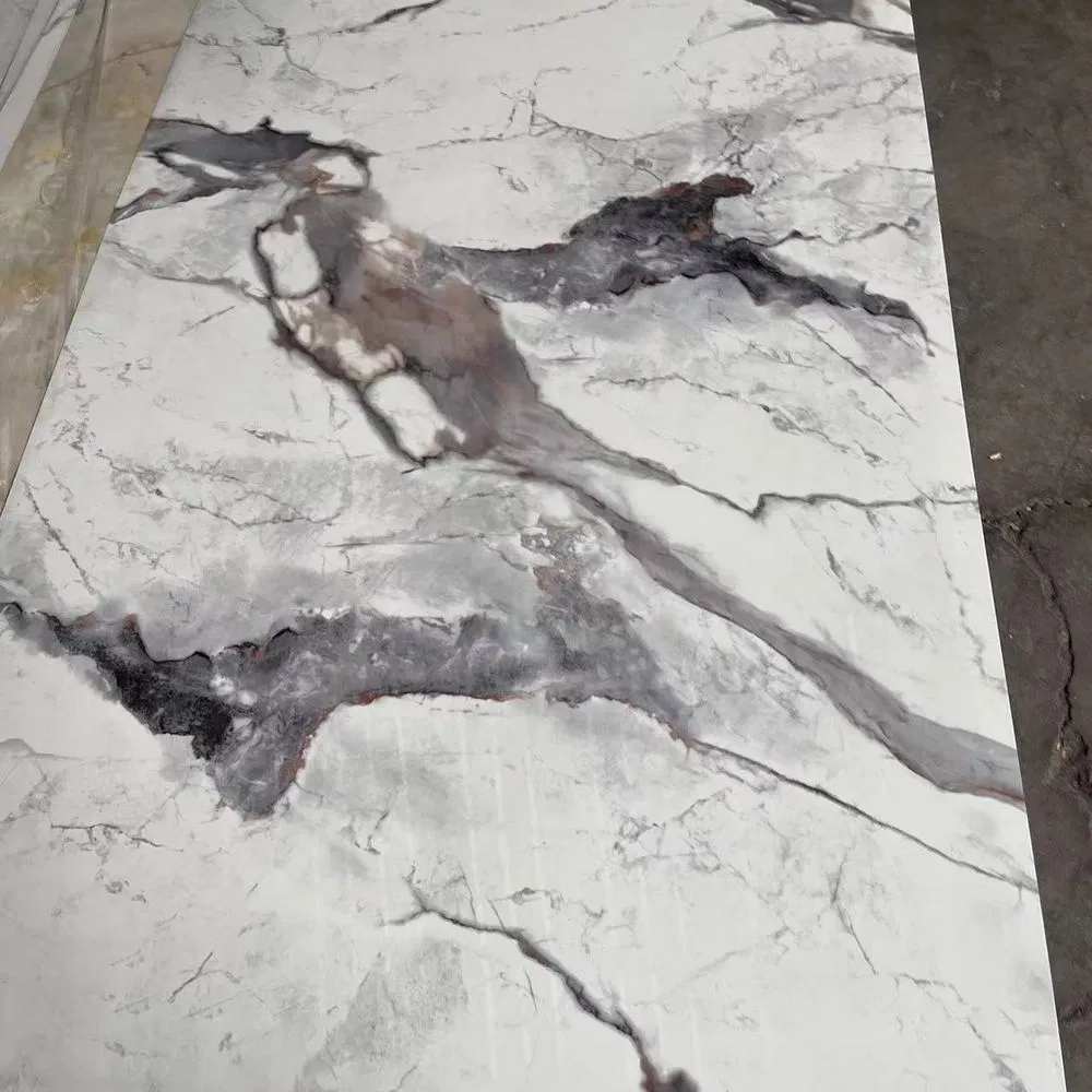 High Glossy Faux Stone PVC Sheet with Stone Veneer UV WPC Board Interior Decorative Carbon Crystal Ceiling Bamboo Charcoal Wall Panel for Wall Decor