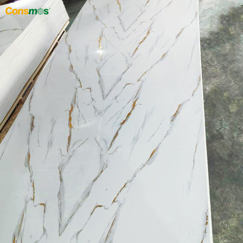 3D Printed Wall Panels 1220*2440*3mm High Glossy PVC UV Marble Sheets Slate