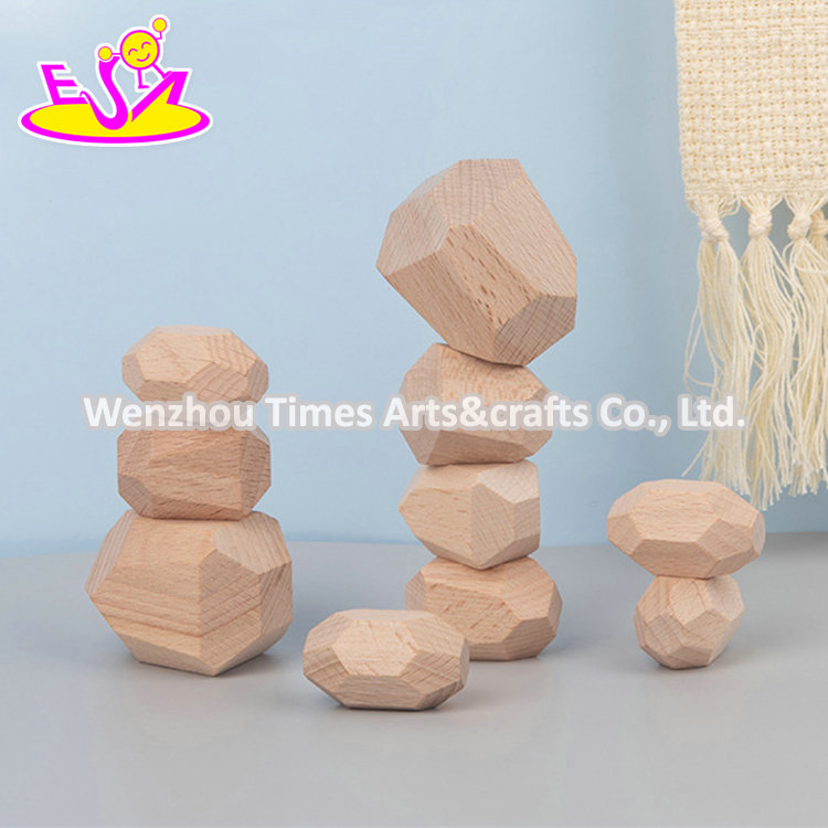 Customize Kids Natural Wooden Stone Blocks for Stacking W13D304