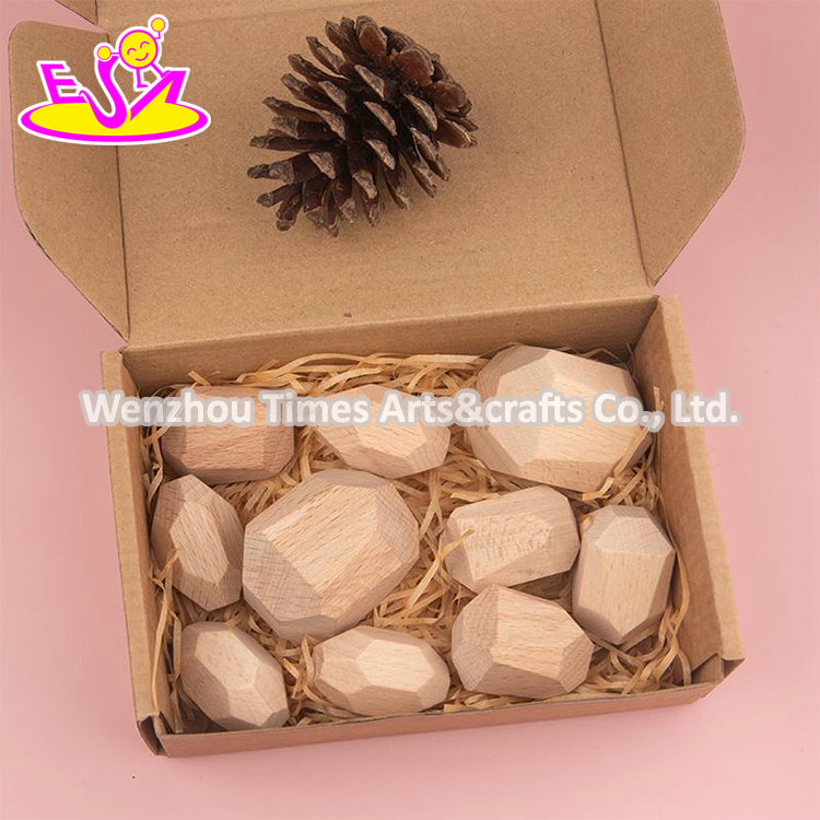 Customize Kids Natural Wooden Stone Blocks for Stacking W13D304