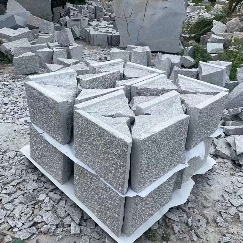 Japanese Style Grey Granite Pineapple Surface Cube Stone Blocks Wall Stone