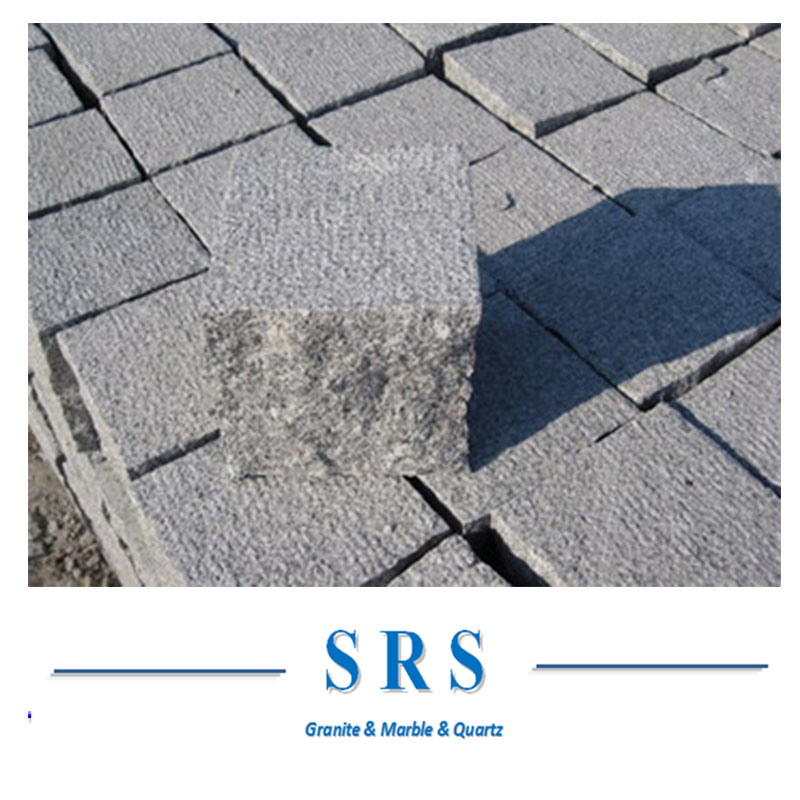 Natural Grey Yellow Black Granite Basalt Tumbled Cobble Stone Cubestones
