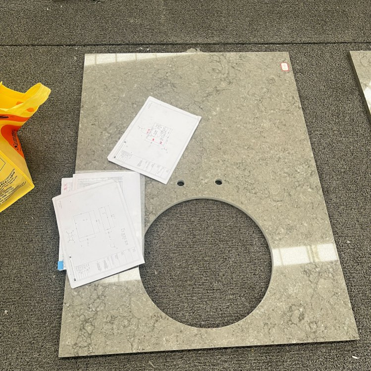 Grey Artificial Solid Surface Quartz Stone Kitchen Countertop Bathroom Top Engineered Stone