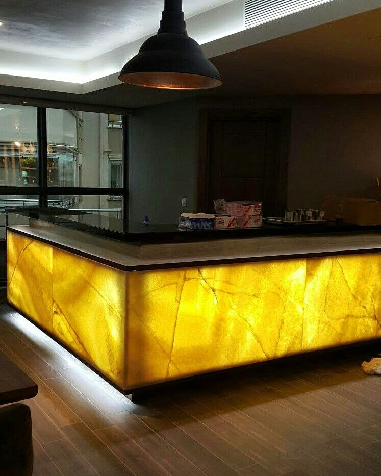 Translucent Yellow Onyx Natural Marble Stone for Bar Table