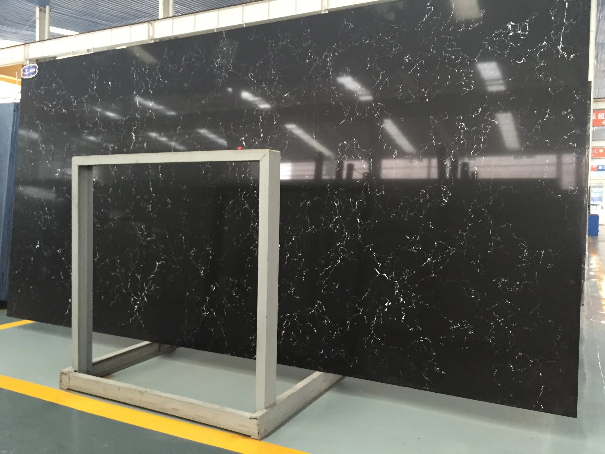 Absolute Black Engineered Stone Slab Polished Artificial Marble Kitchen Countertop
