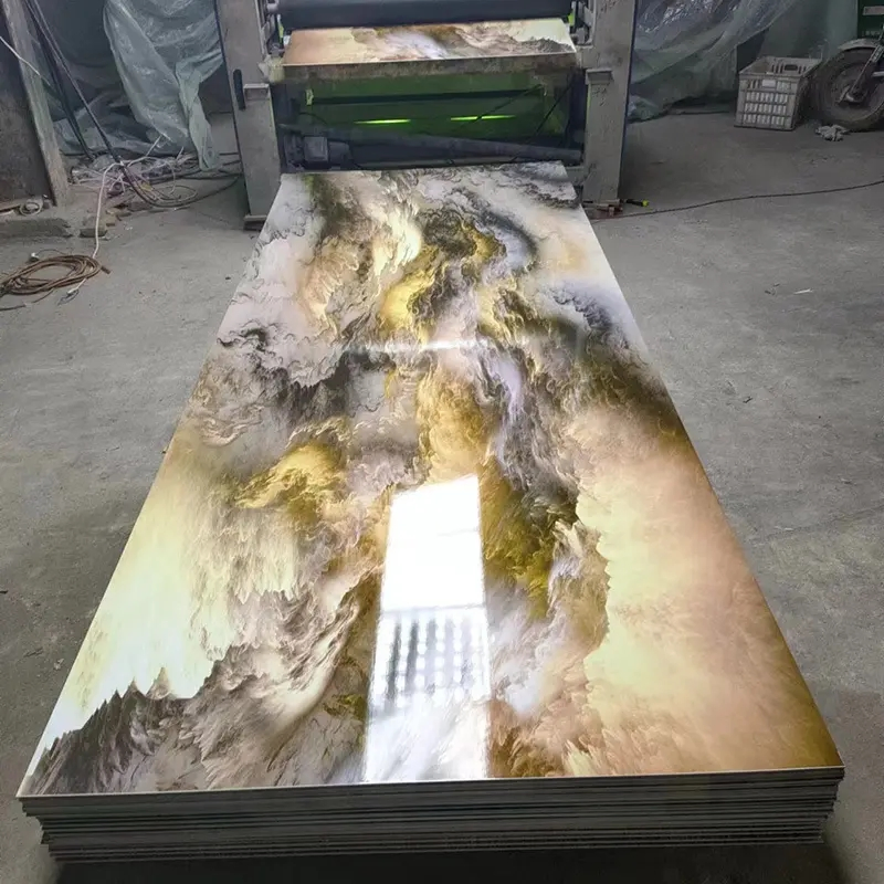 3D UV Slate EU Stock Marble PVC 2.5mm Wall Sheet for Bathroom 1220*2440 Board Veener Warehouse Use Waterproof