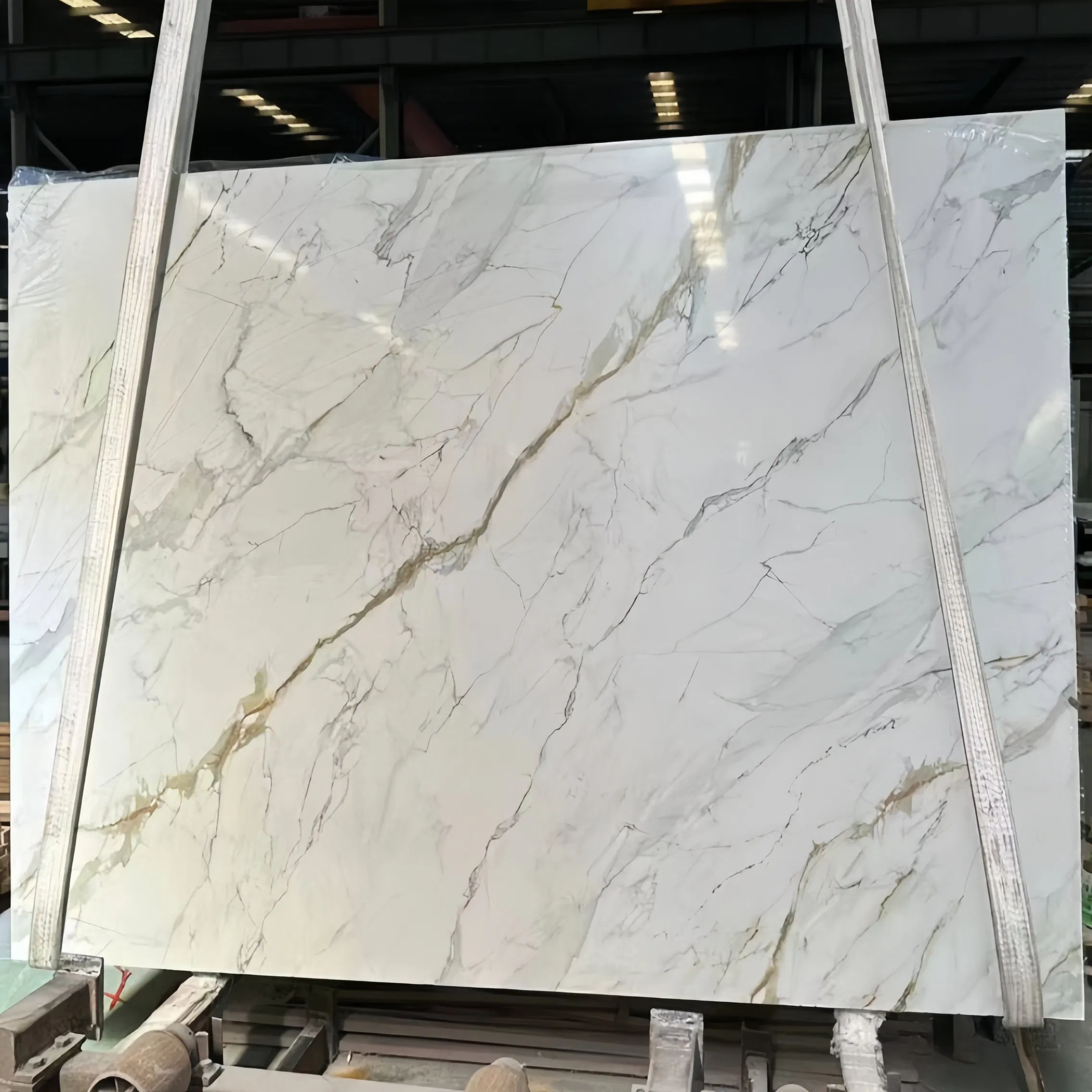 Wholesale Polished Artificial Marble Stone Artificial Tile Inked Fish Maw Gold 2100*1800*16mm