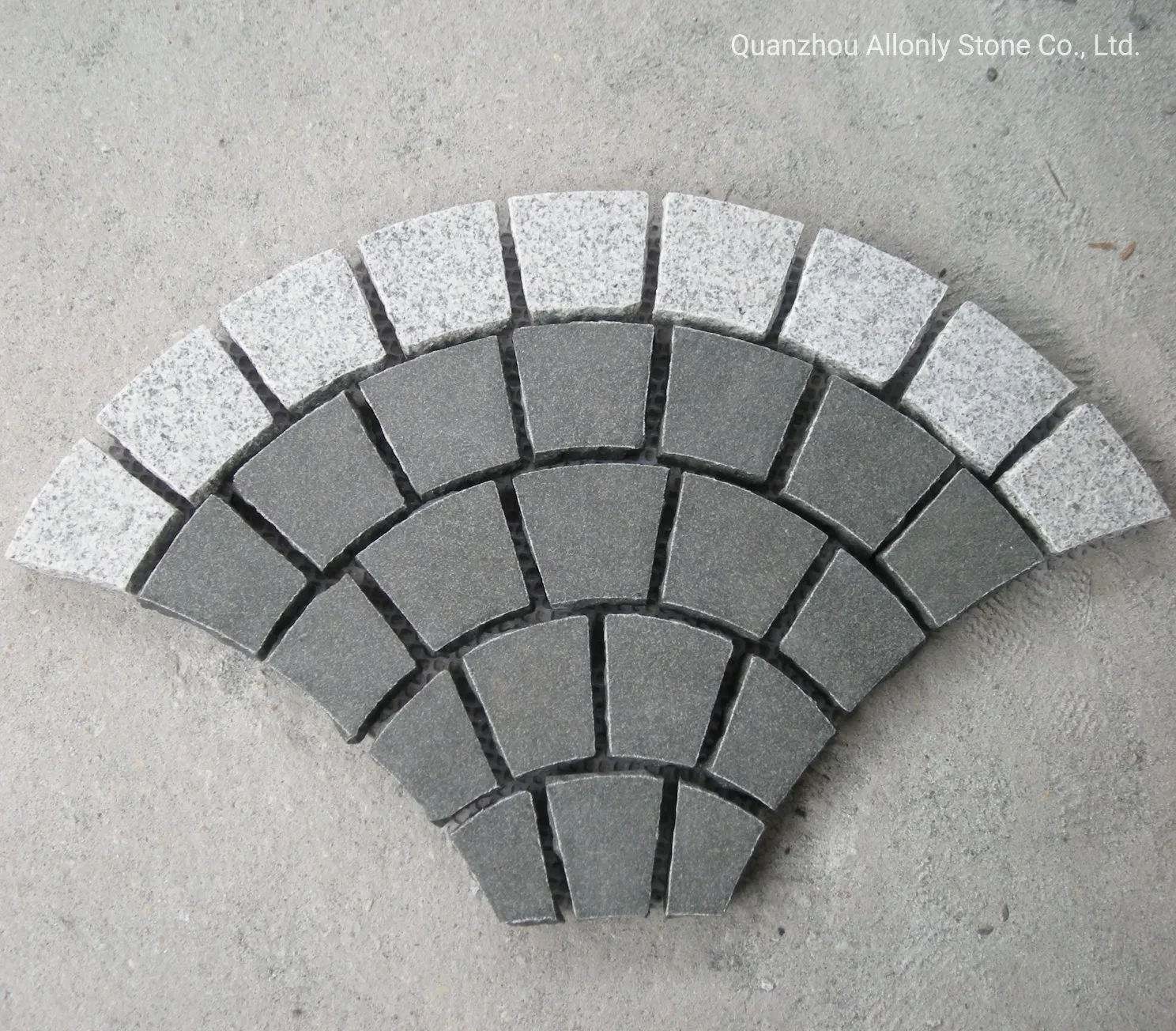 Black Basalt Driveway Paver Stone Fan Shape Cobblestone for Garden Pavement Tiles