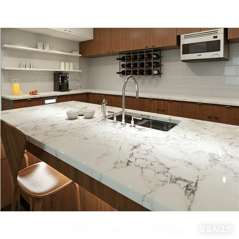 Kitchen Countertop, Seamless Joint Natural Looking Silica Free Quartz Slab, Practical Large Scale Surfaces