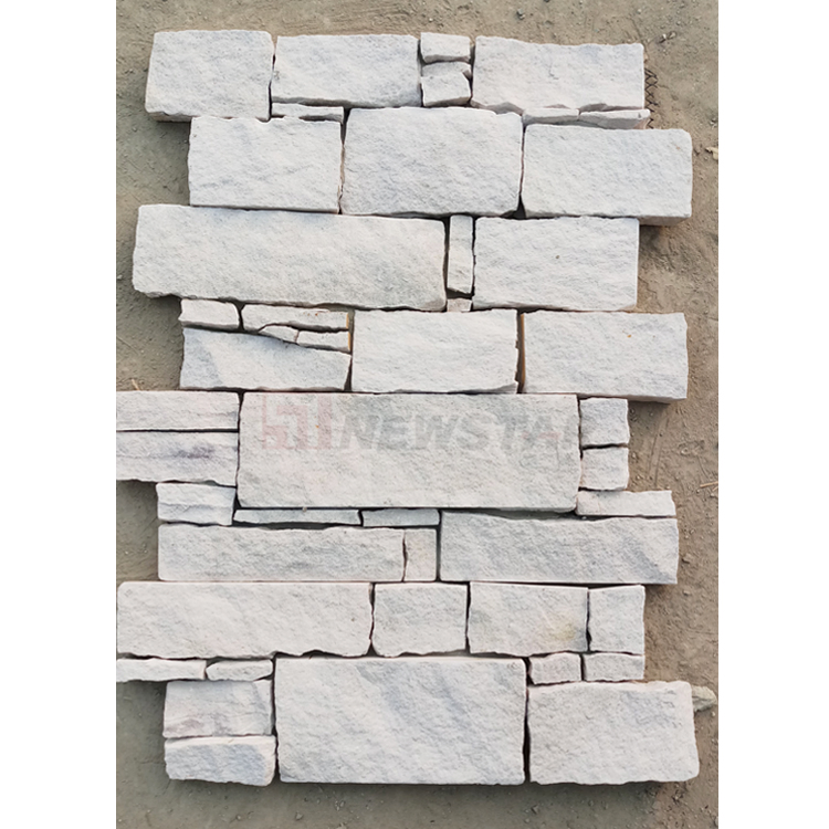 Newstar Natural Sand Stone Wall Cladding Split Random Exterior White Sandstone Tile Decoration Stone Wall Panels