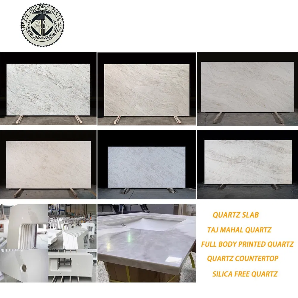 Polished Artificial Quartz Stone for Countertops/Vanity Tops/Hotel Design Tai Mahal Printed Quartz