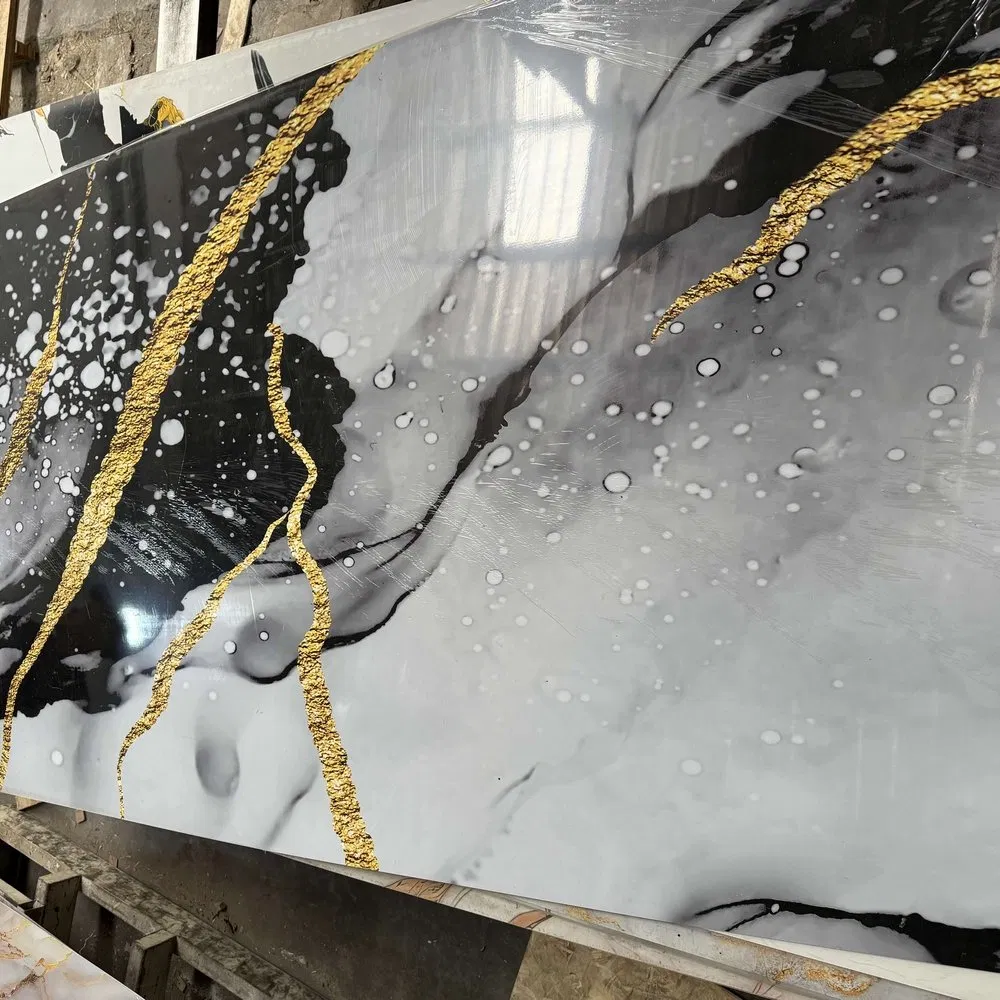 High Quality Faux Stone Veneer UV WPC Board Interior Decoration Material Wooden PVC Marble Laminate Sheet Interior Carbon Crystal 3D Wall Panel for Bathroom