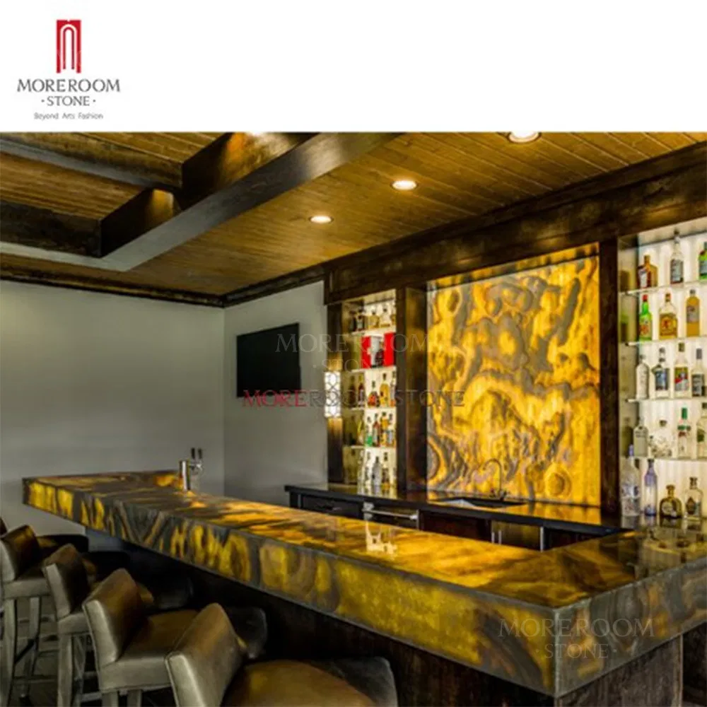 Translucent Yellow Onyx Natural Marble Stone for Bar Table