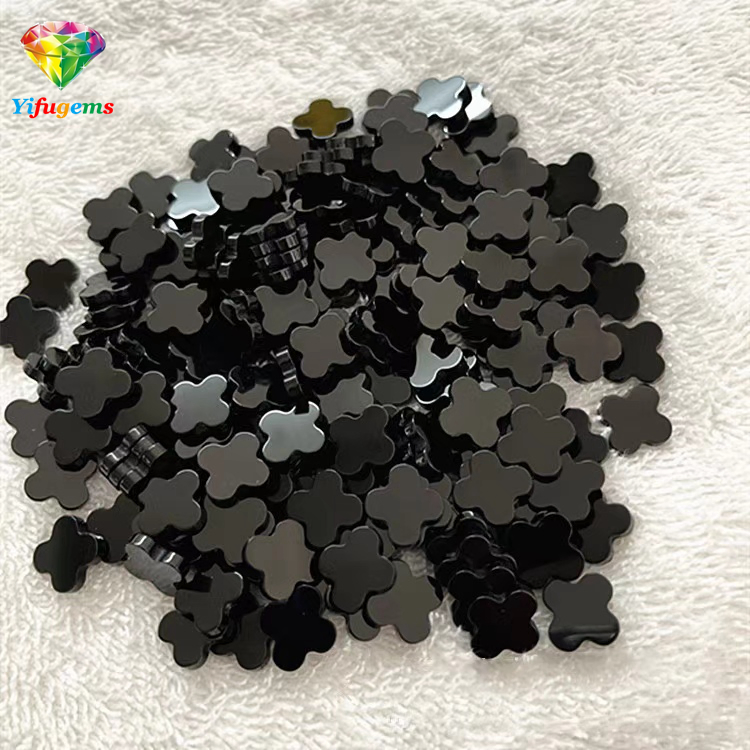 Mother of Pearl Natural Shell Tiger Eye Onyx Four Leaf Clover Stone