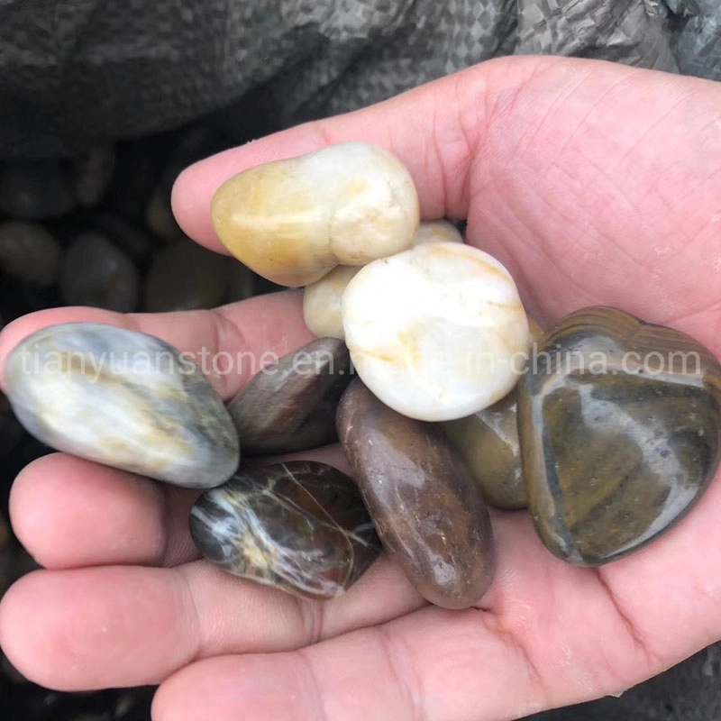 Red/Amber/White/Tiger Stripe/Black Mixed Pebble River Stone Polished for Garden Landscape