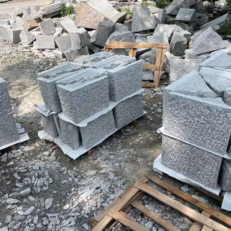 Japanese Style Grey Granite Pineapple Surface Cube Stone Blocks Wall Stone