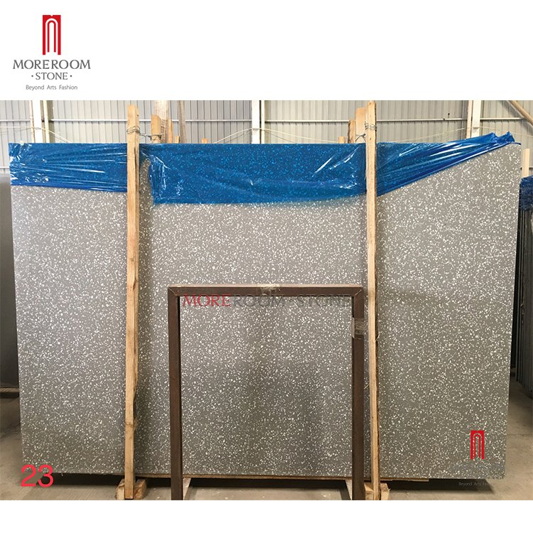 600X600 Cut to Size Black Terrazzo with White Crushed Stone