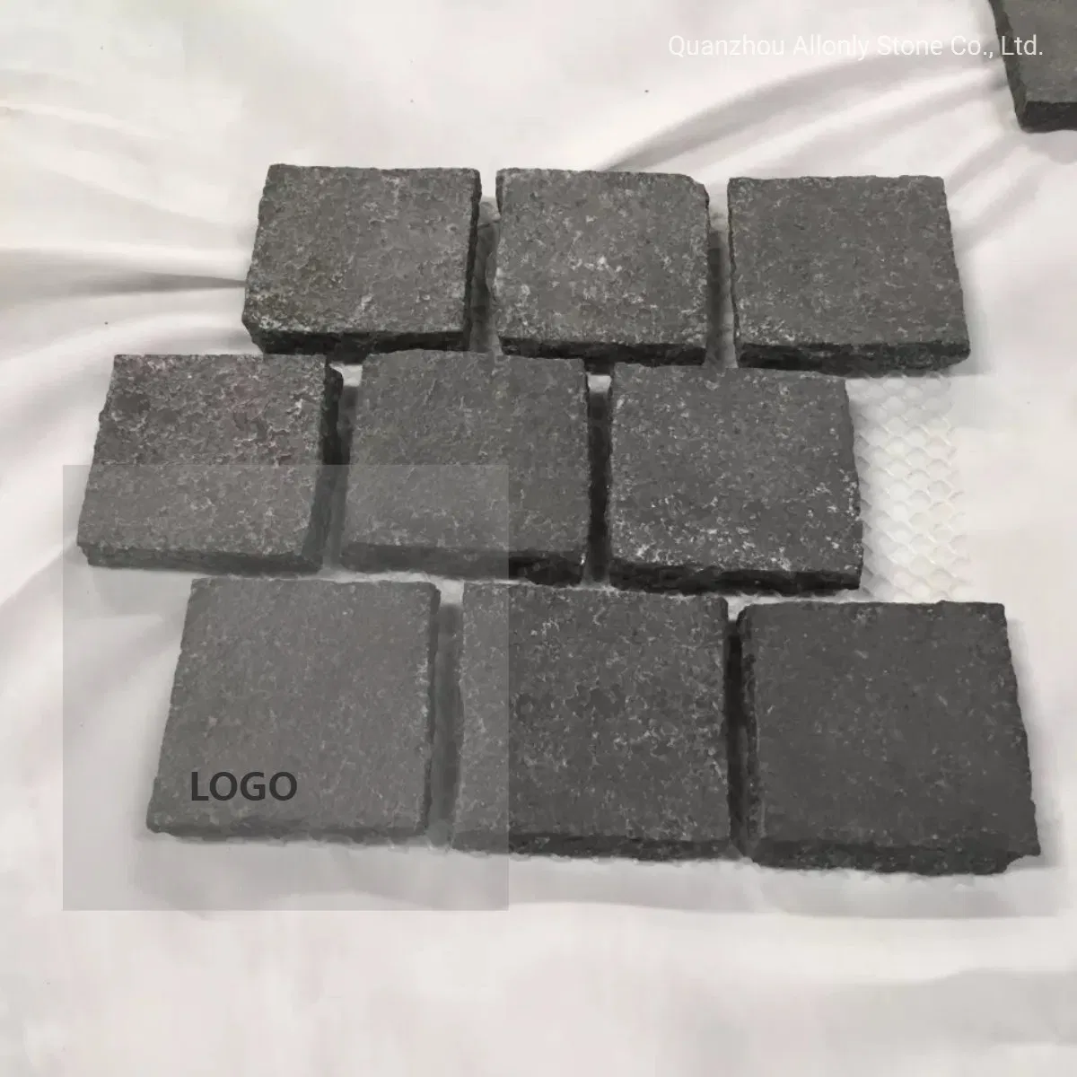 Black Basalt Driveway Paver Stone Fan Shape Cobblestone for Garden Pavement Tiles