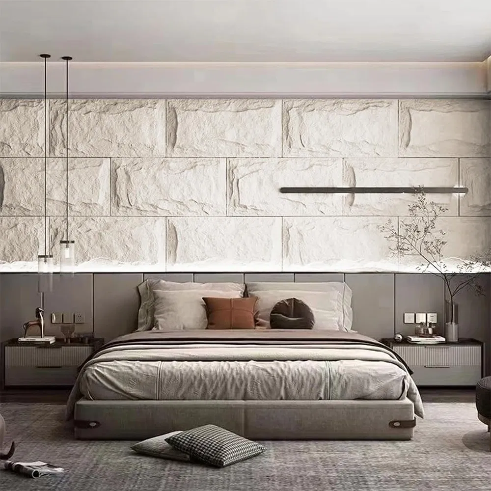 3D Lightweight Insulated Artificial Rock Stone Veneer Faux Culture Panel PU Stone Wall Panel