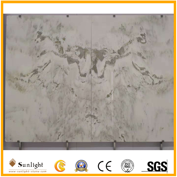 High Polished Bookmath White Onyx Stone for TV Set Background Wall/Interior Decoration Projects