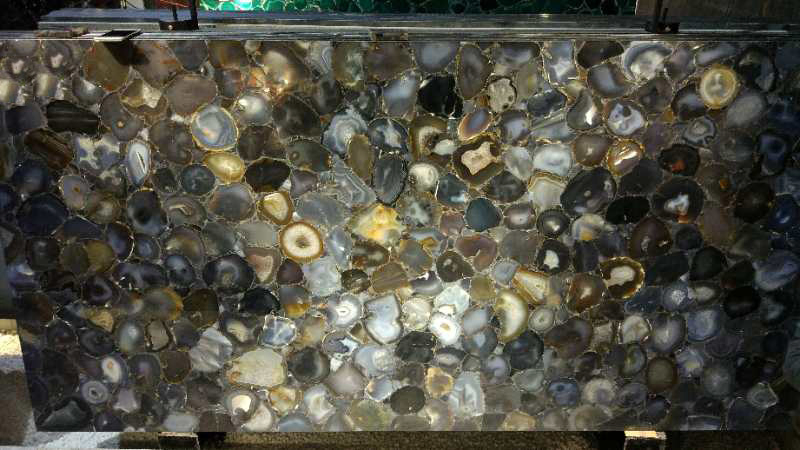Polished Semiprecious Stone Onyx Slab Natural Blue Red Grey Agate Stone