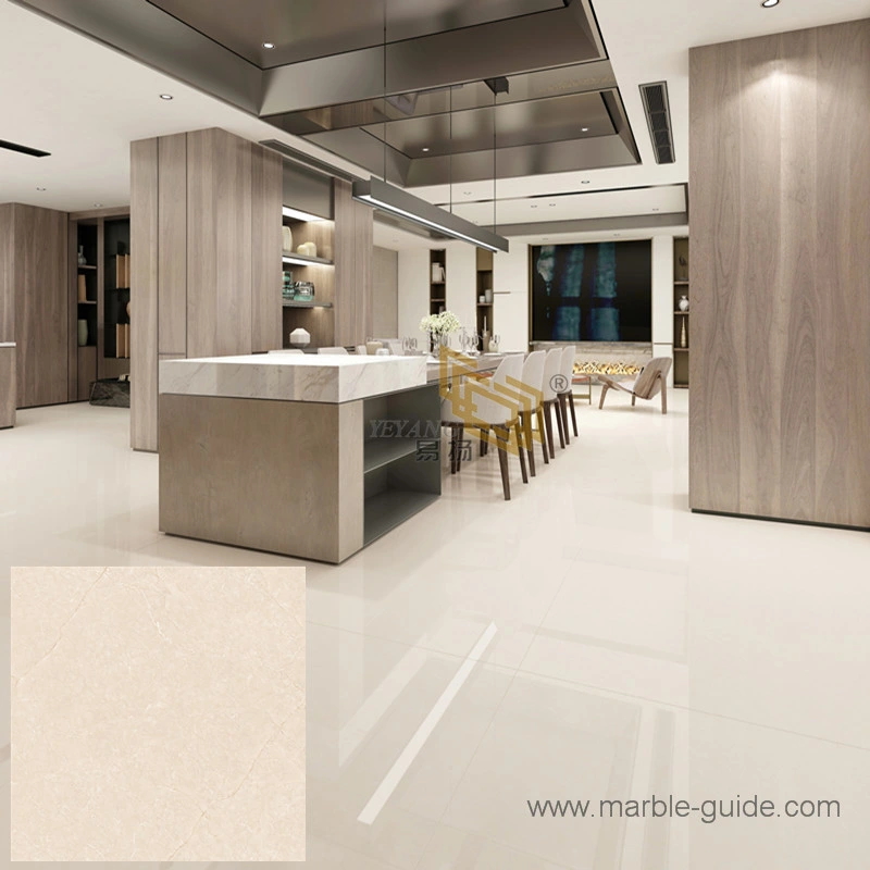 Engineered Stone Beige Marble Sintered for Wall Tile Countertop/Island Coffee/Dining/Table