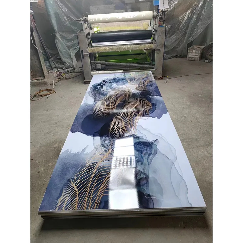 3D UV Slate EU Stock Marble PVC 2.5mm Wall Sheet for Bathroom 1220*2440 Board Veener Warehouse Use Waterproof