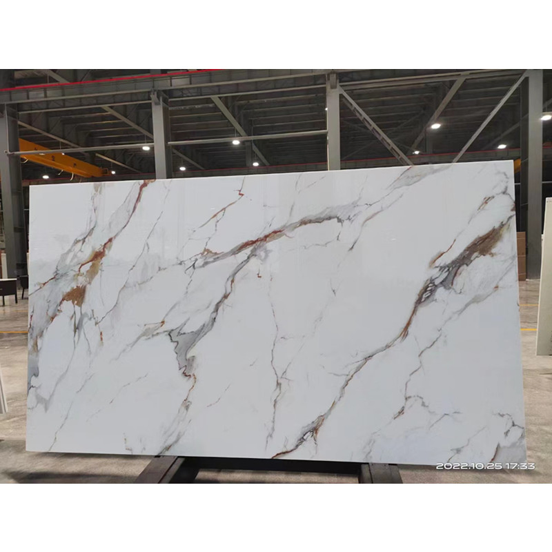Crystallized Glass Polished Calacatta/Carrara Countertop/Wall Nano White Marble Stone