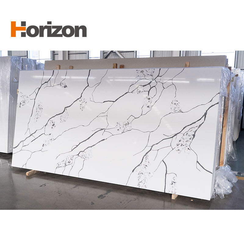 Best Selling Horizon Engineered Stone Calacatta Quartz White Marble Slabs for Worktops