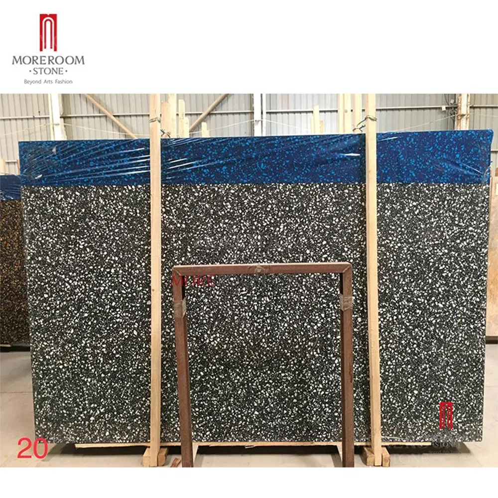 600X600 Cut to Size Black Terrazzo with White Crushed Stone
