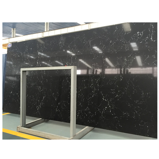 Absolute Black Engineered Stone Slab Polished Artificial Marble Kitchen Countertop