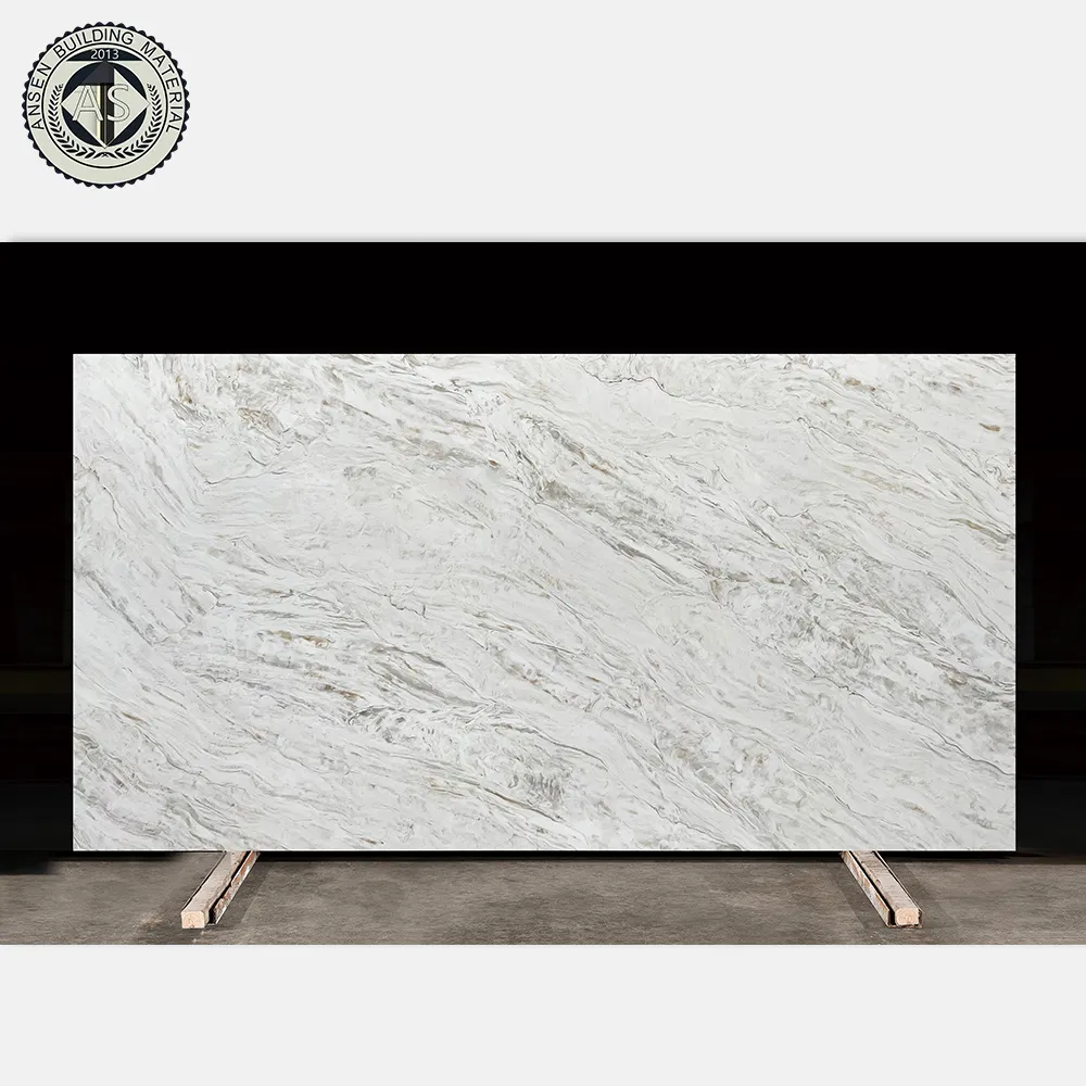 Polished Artificial Quartz Stone for Countertops/Vanity Tops/Hotel Design Tai Mahal Printed Quartz