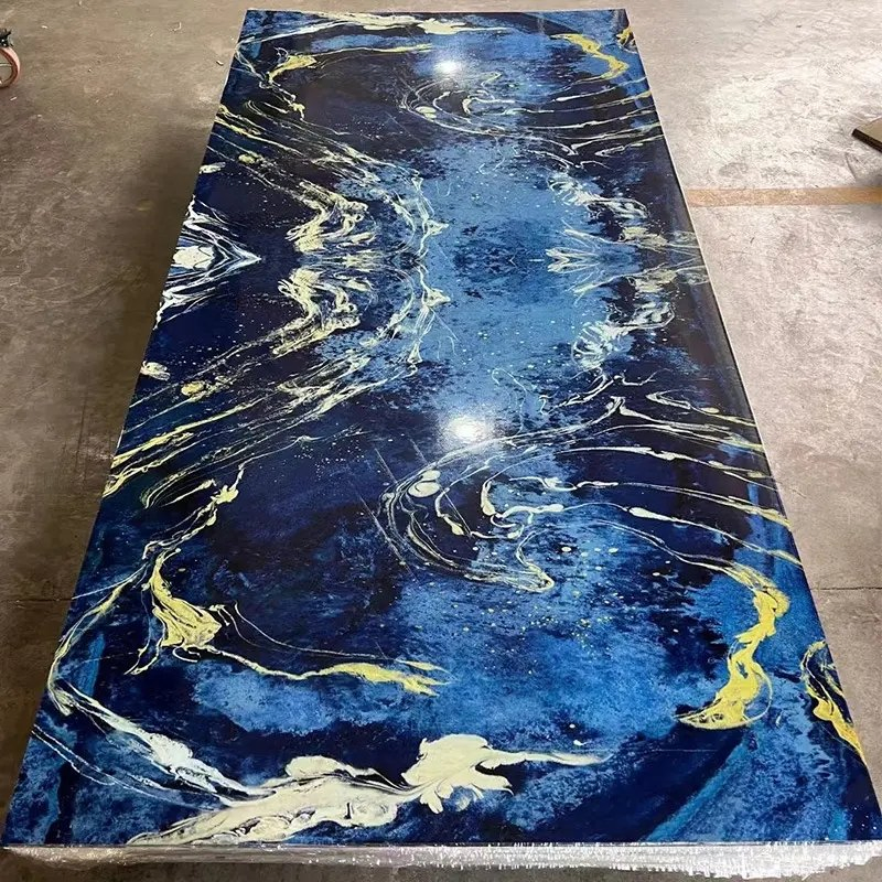 3D UV Slate EU Stock Marble PVC 2.5mm Wall Sheet for Bathroom 1220*2440 Board Veener Warehouse Use Waterproof