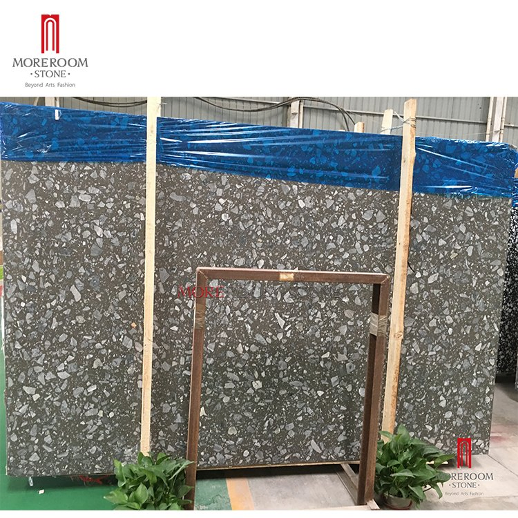 600X600 Cut to Size Black Terrazzo with White Crushed Stone