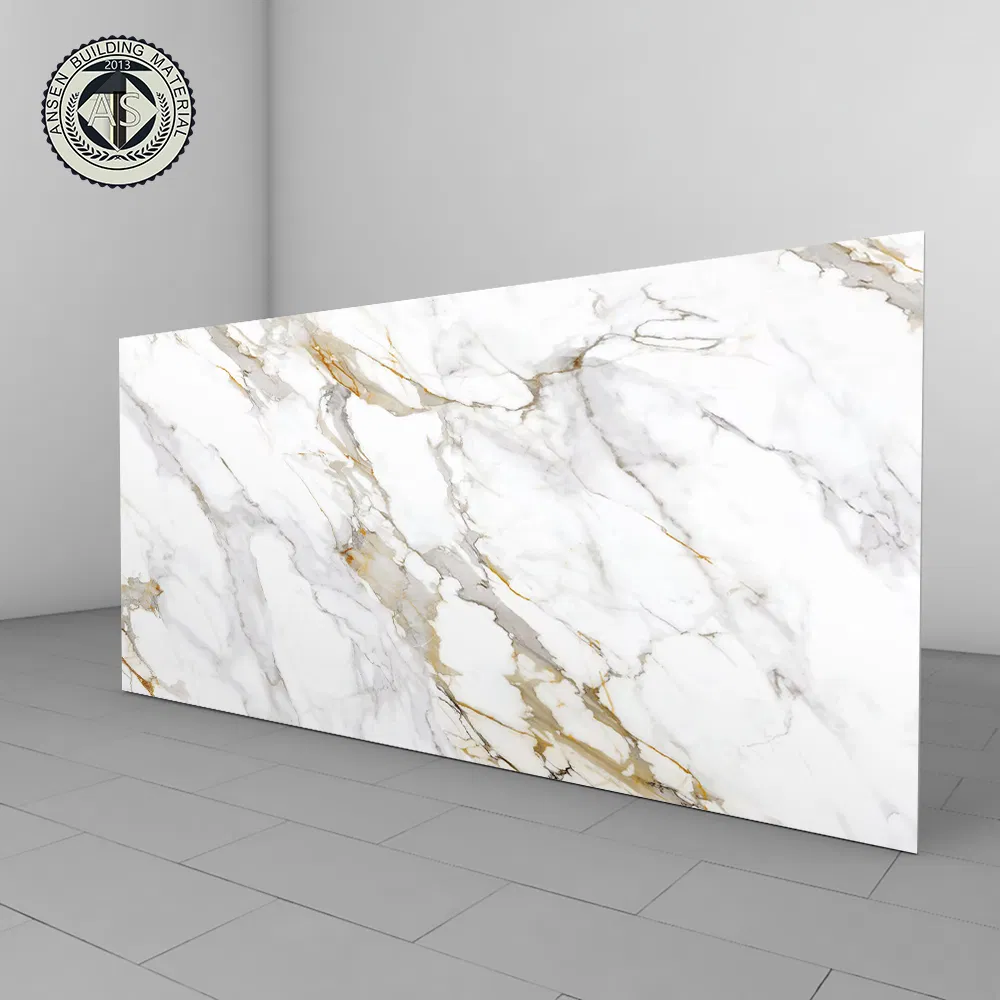 Calacatta Gold Printed Quartz Slab Artificial Engineered Quartz Stone for Kitchen Countertop