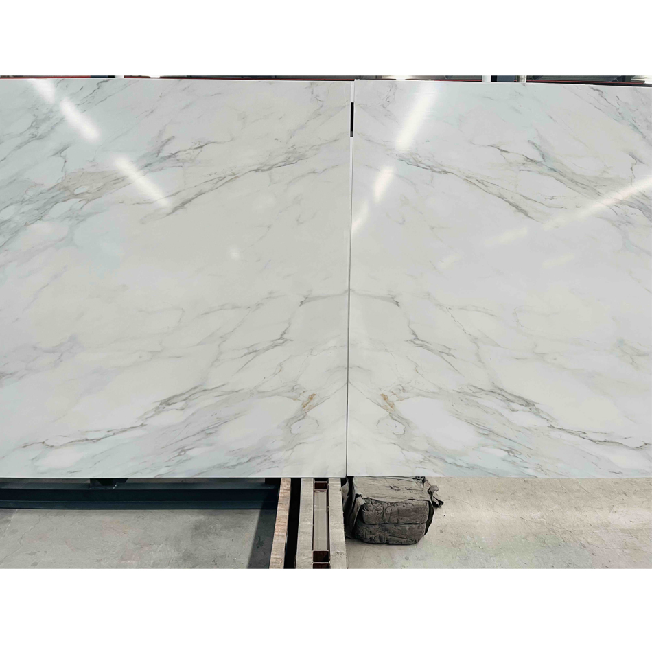 Factory Price Artificial Engineered Solid Surface 3D Ink Printed White/Black/Beige/Grey Calacatta Marble Quartz Quartzite Stone for Slabs, Countertop