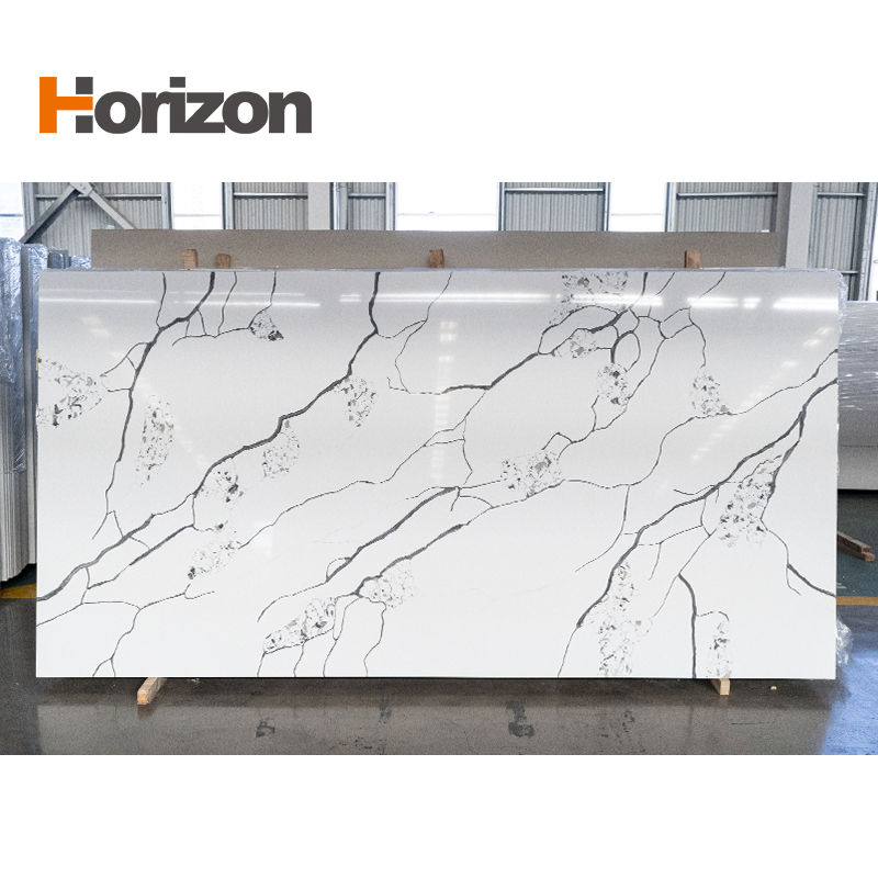 Best Selling Horizon Engineered Stone Calacatta Quartz White Marble Slabs for Worktops