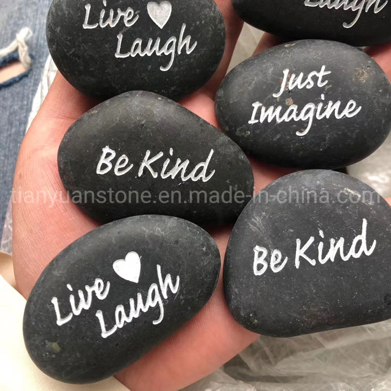 Engraved Letter Pebbles Natural Flat Polished River Pebble Stones